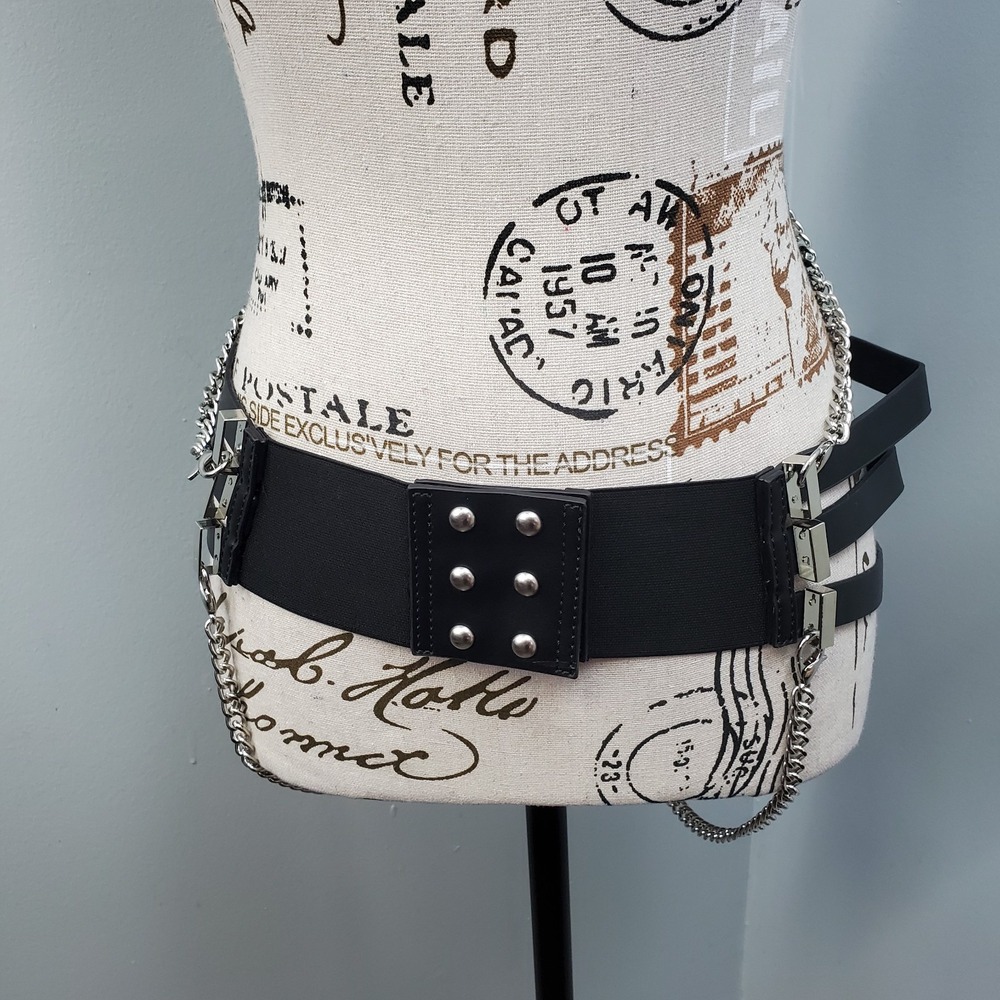 KILLSTAR Hellz Bells Gothic Punk Pentagram Body Harness Chain Choker Belt Black - Picture 3 of 7